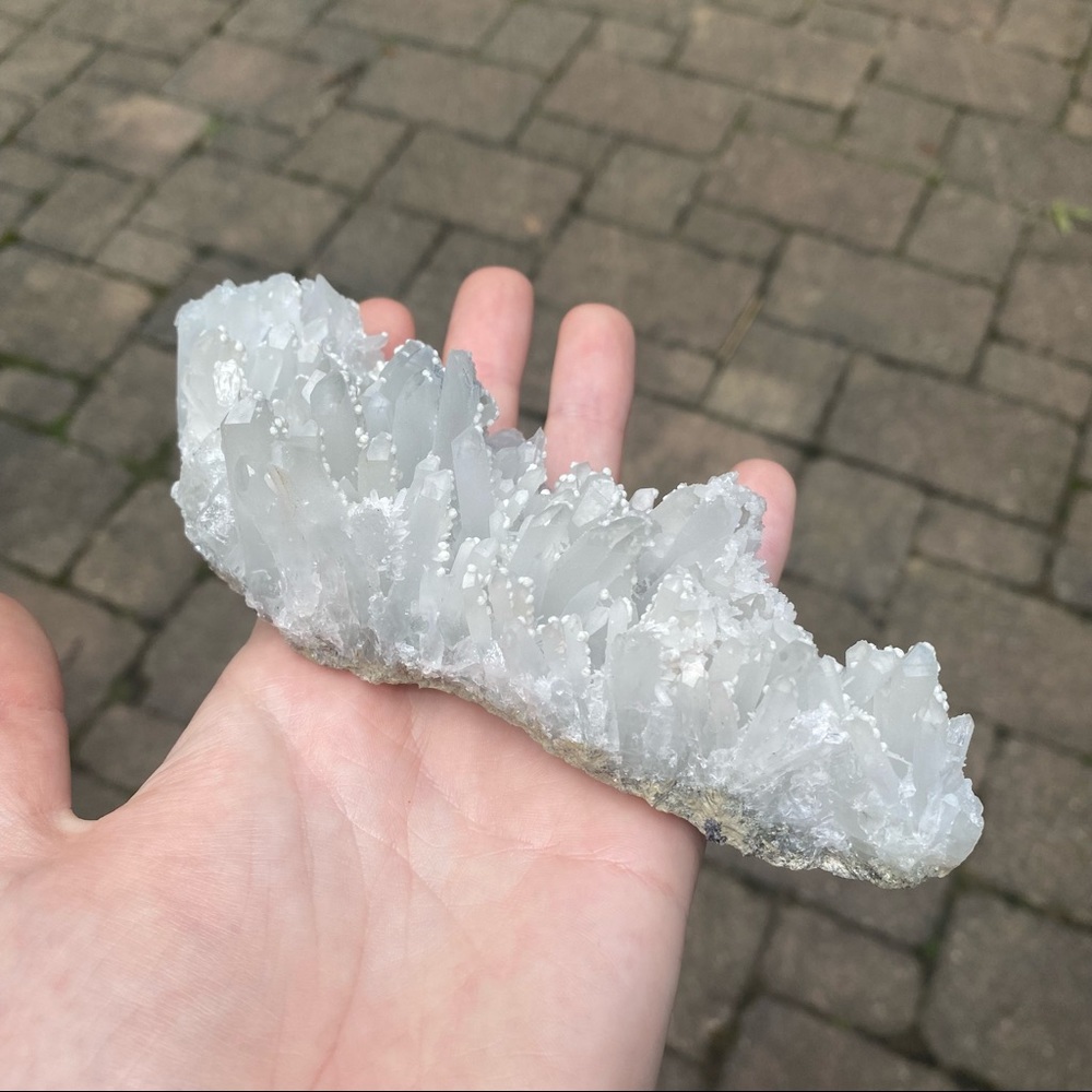 Snow White Calcite and Quartz Crystal Gemstone Specimen - Picture 2 of 5